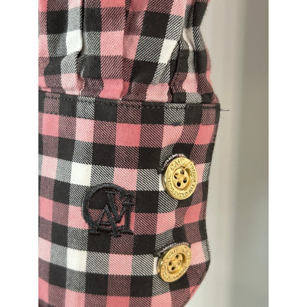 Cavi Mens 3XL Gingham Button Down Shirt Plaid Military Epaulettes Preppy Gingham - Picture 4 of 12